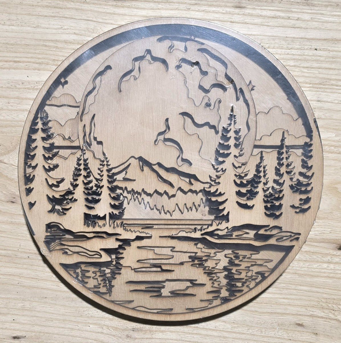 Mountain Lake 7-Layer Wood Wall Art Kit - 8" Round, Unfinished (Paint It Yourself)